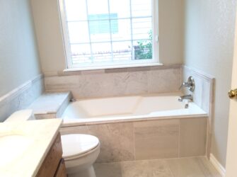 New remodelled bathroom with bathtub